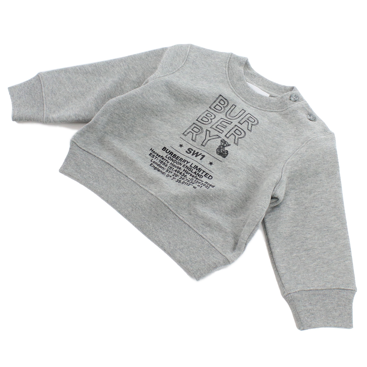 バーバリー BURBERRY ベビー-スウェット 出産祝い ギフト8053821 A1216GREY MELANGE グレー系 kb-01 - 画像 (2)