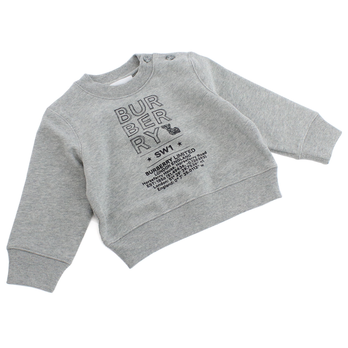 バーバリー BURBERRY ベビー-スウェット 出産祝い ギフト8053821 A1216GREY MELANGE グレー系 kb-01 - 画像 (3)