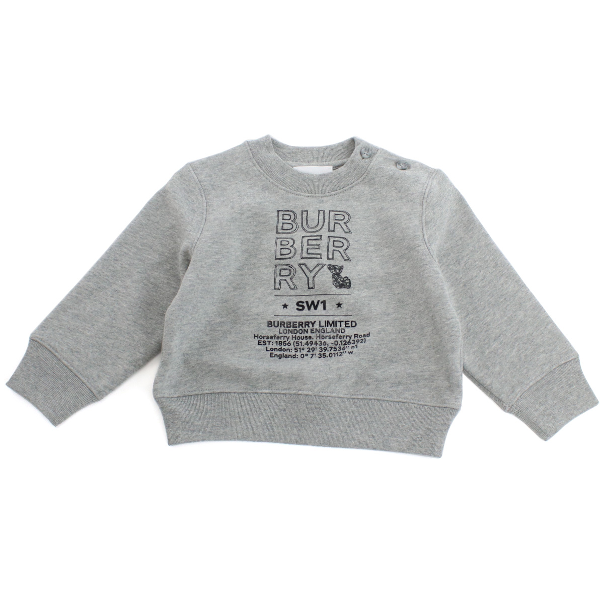 バーバリー BURBERRY ベビー-スウェット 出産祝い ギフト8053821 A1216GREY MELANGE グレー系 kb-01 - 画像 (4)