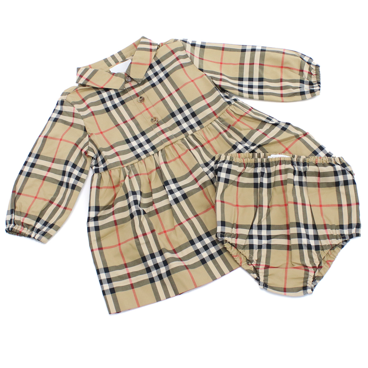 バーバリー BURBERRY ベビー-ワンピース パンツ 2点セット フォーマル 出産祝い ギフト お呼ばれ8054129 A7028ARCHIVE BEIGE IP CHK マルチカラー kb-01 - 画像 (3)