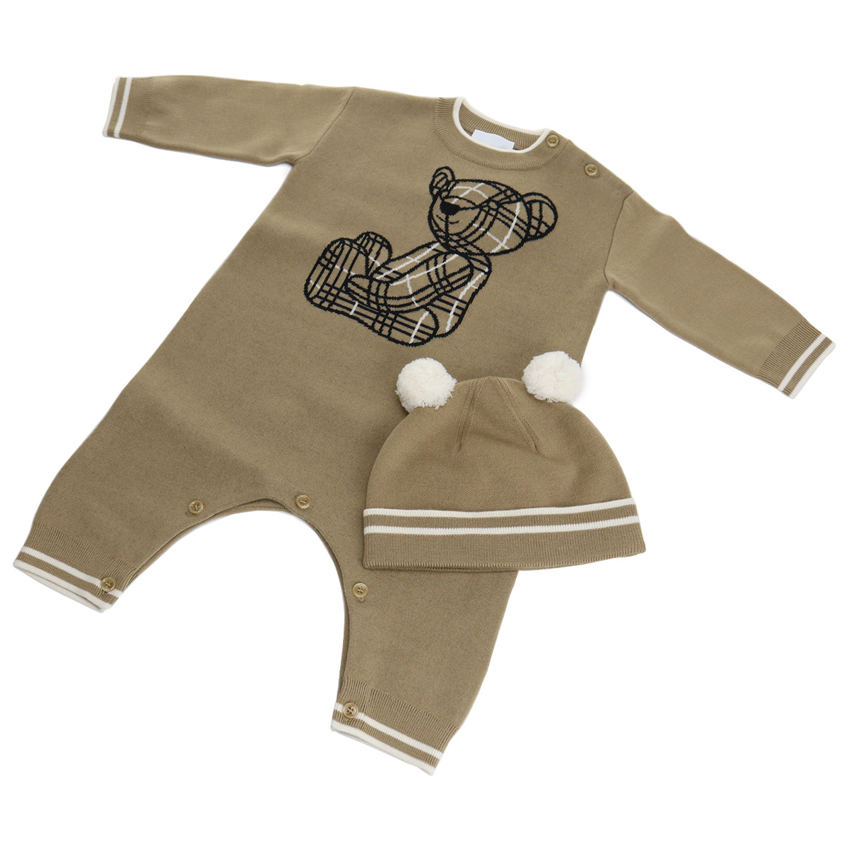 バーバリー BURBERRY ベビー-ロンパース ニット帽 セット8054231 A7026ARCHIVE BEIGE ベージュ系 kb-01 - 画像 (2)