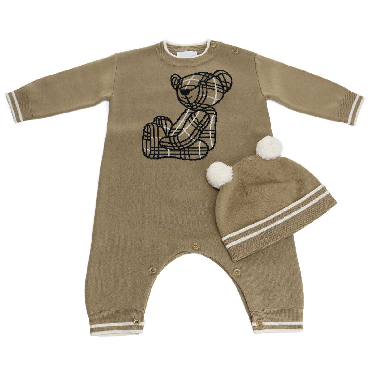 バーバリー BURBERRY ベビー-ロンパース ニット帽 セット8054231 A7026ARCHIVE BEIGE ベージュ系 kb-01 - 画像 (3)