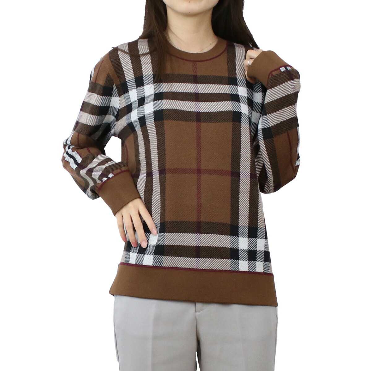 バーバリー BURBERRY レディース セーター ニット ブランド チェック ウール8058524 A8900DARK BIRCH BROWN ブラウン系 マルチカラー apparel-01 warm-04