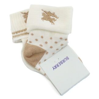 バーバリー BURBERRY ベビー ソックス ブランド 8079697 A7041IVORY IP PAT ベージュ系 kb-01