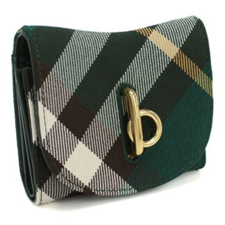 バーバリー BURBERRY ロッキングホース 三つ折り財布 小銭入付き ブランド チェック8081784 B8636IVY グリーン系 wallet-01