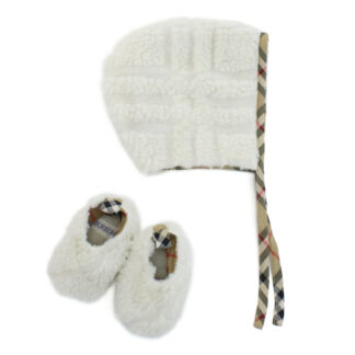 バーバリー BURBERRY ベビー 帽子 ブランド シューズ 2点セット8084136 B7462SALT IP CHECK ホワイト系 kb-01