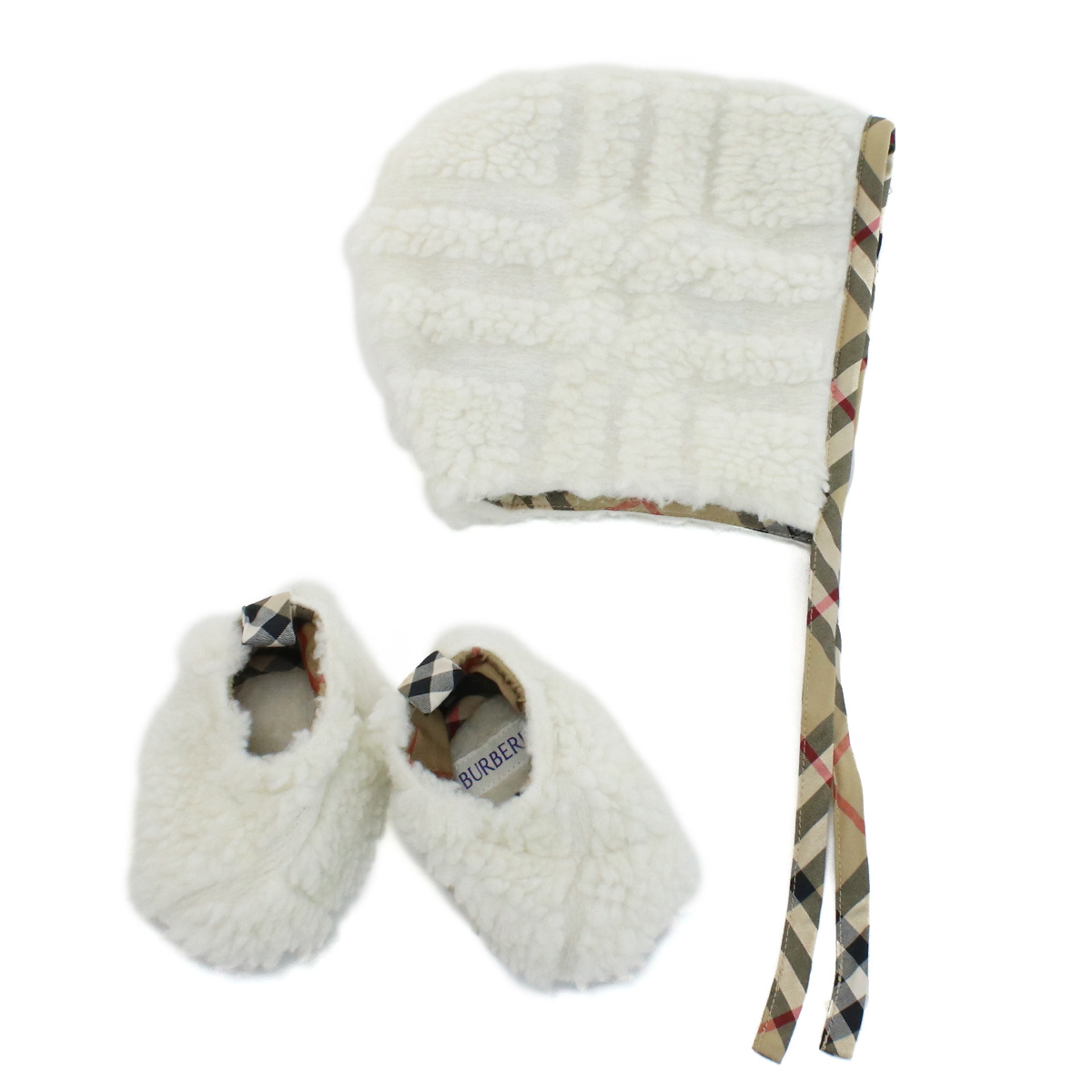 バーバリー BURBERRY ベビー 帽子 ブランド シューズ 2点セット8084136 B7462SALT IP CHECK ホワイト系 kb-01 - 画像 (2)
