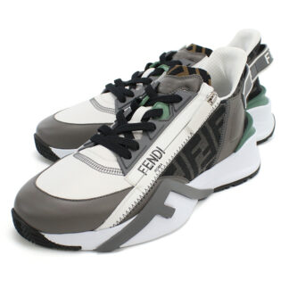 フェンディ FENDI  フロー スニーカー メンズ ブランド 7E1392　AJZH　F1OU1 FFジャガードホワイト系 グレー系 shoes-01