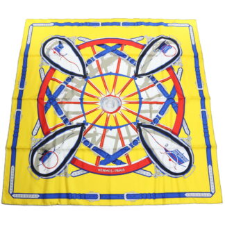 エルメス HERMES レディース-スカーフCARRE TWILL 003683S 09 EN ROUE LIBRE JB-JAUNE VIF-BLEU ROマルチカラー