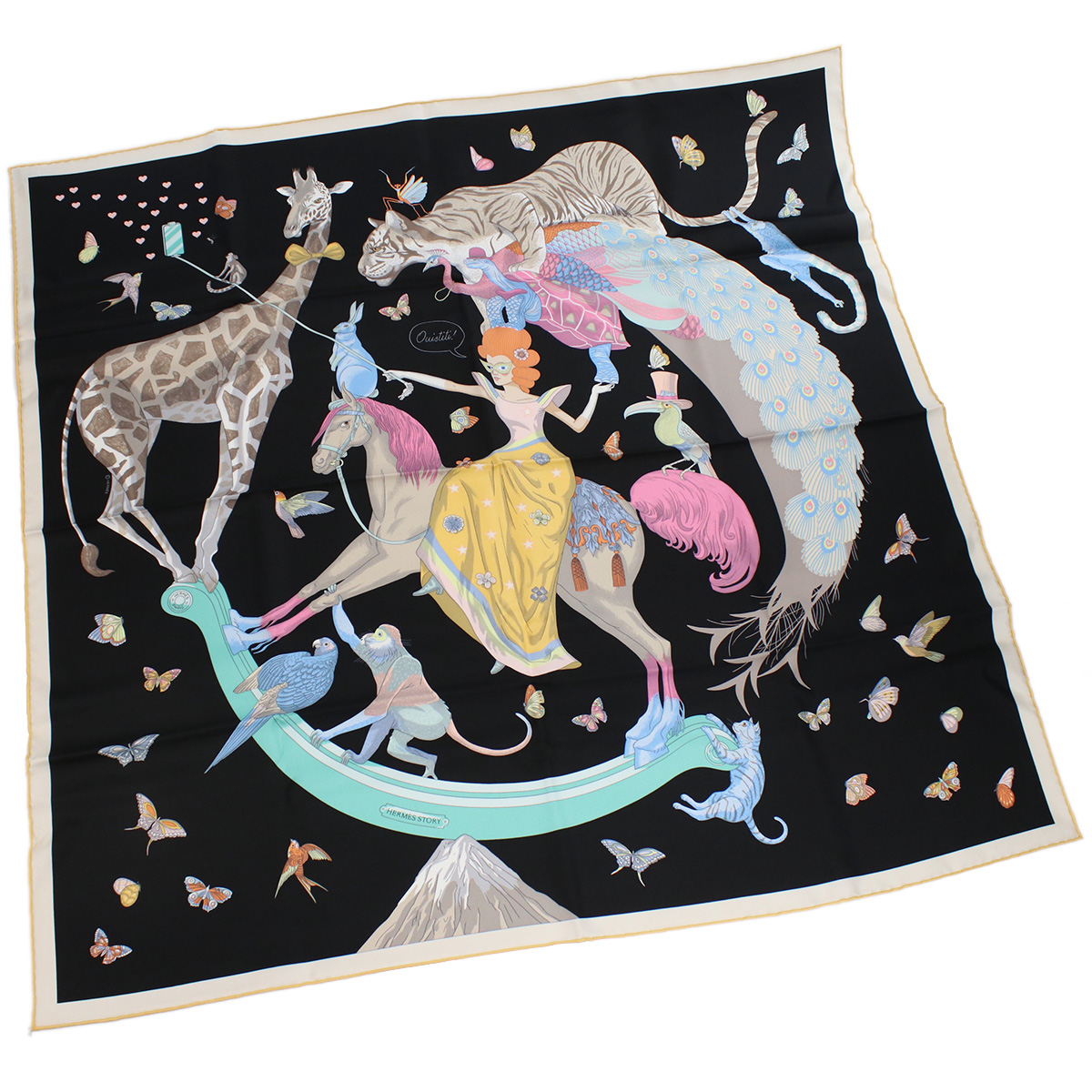 エルメス HERMES レディース-スカーフ ブランド カレCARRE TWILL 003875S 07 HERMES STORY NOIR-JAUNE-MUTICOブラック マルチカラー accessory-01 - 画像 (4)