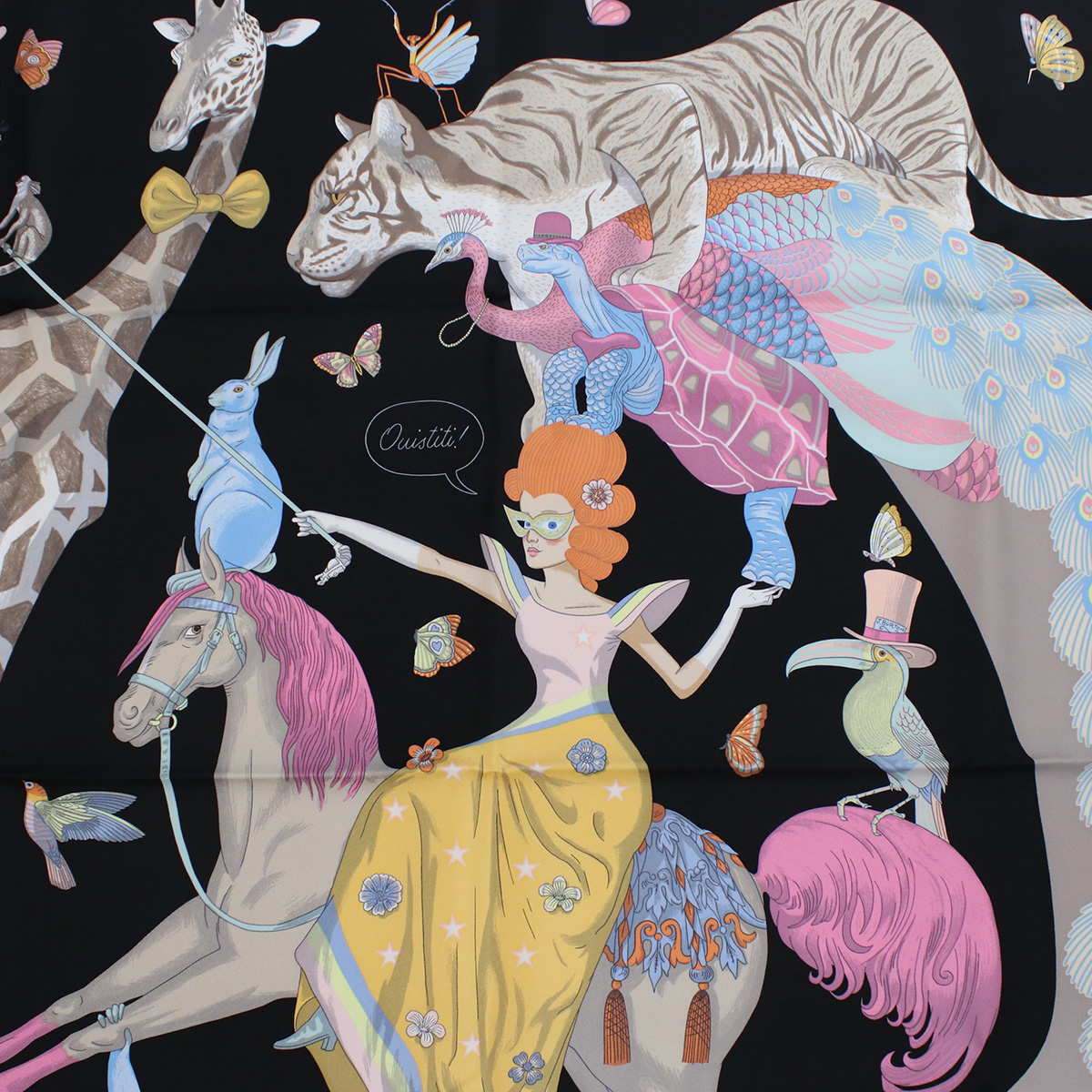 エルメス HERMES レディース-スカーフ ブランド カレCARRE TWILL 003875S 07 HERMES STORY NOIR-JAUNE-MUTICOブラック マルチカラー accessory-01 - 画像 (5)