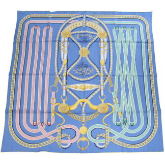 エルメス HERMES  レディース－スカーフ ブランド カレCARRE TWILL 003778S 13　GRAND TRALALA　BLEU-ROSEブルー系 マルチカラー accessory-01