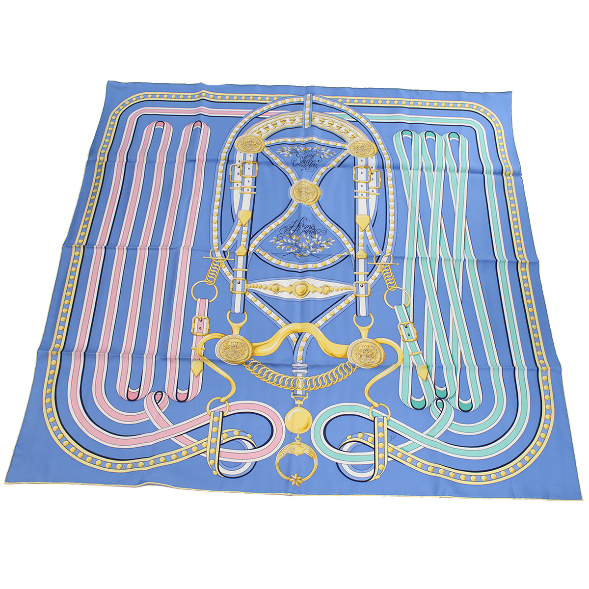 エルメス HERMES レディース-スカーフ ブランド カレCARRE TWILL 003778S 13 GRAND TRALALA BLEU-ROSEブルー系 マルチカラー accessory-01 - 画像 (3)