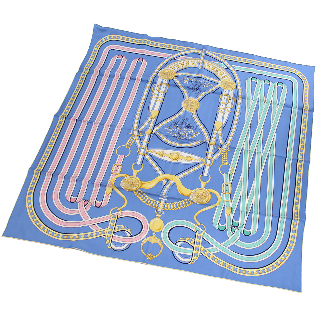 エルメス HERMES レディース-スカーフ ブランド カレCARRE TWILL 003778S 13 GRAND TRALALA BLEU-ROSEブルー系 マルチカラー accessory-01 - 画像 (4)