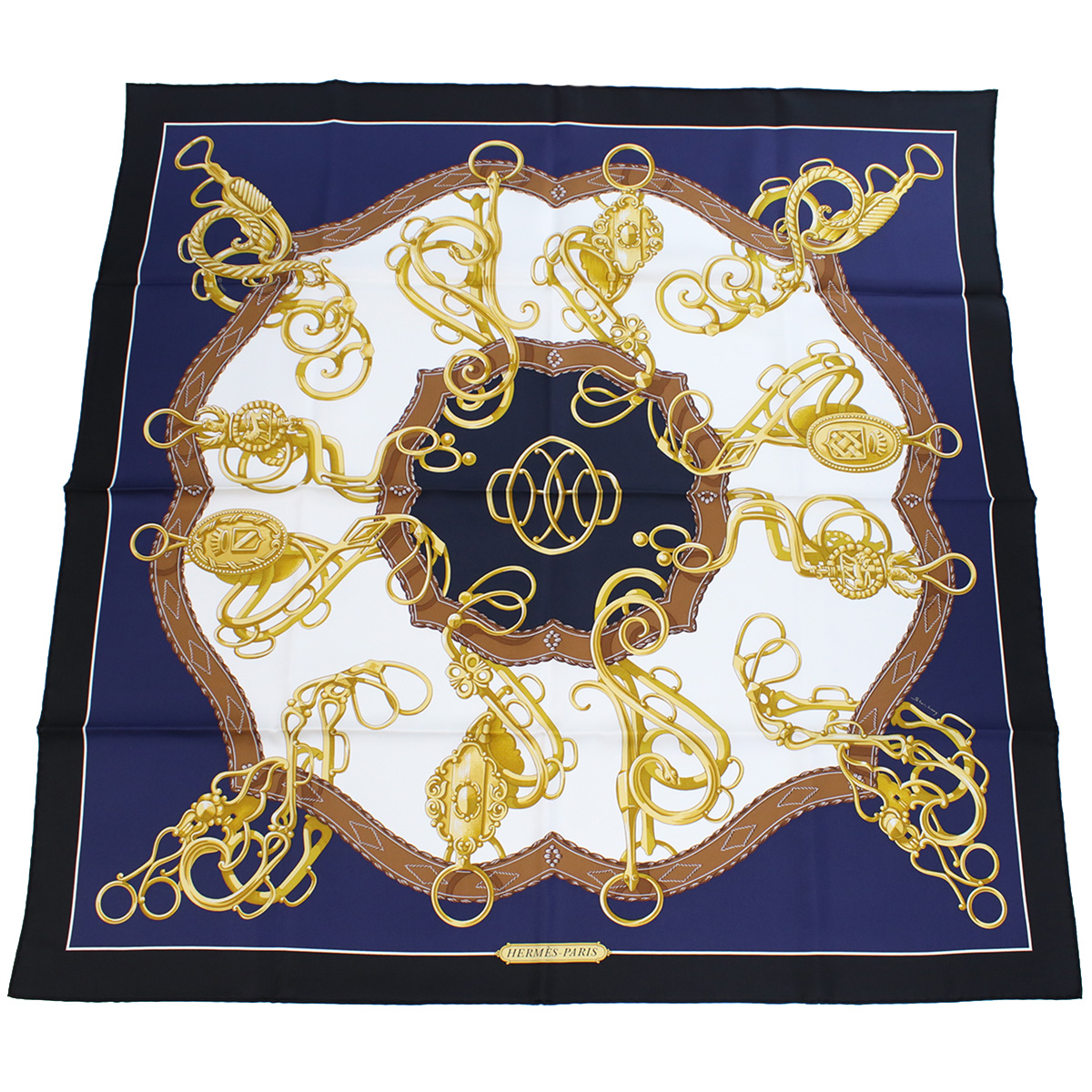 エルメス HERMES レディース-スカーフ ブランド カレCARRE TWILL 003777S 40 LIFT PROFILE RM-NOIR-MARINE-BLANCブラック マルチカラー accessory-01 - 画像 (2)
