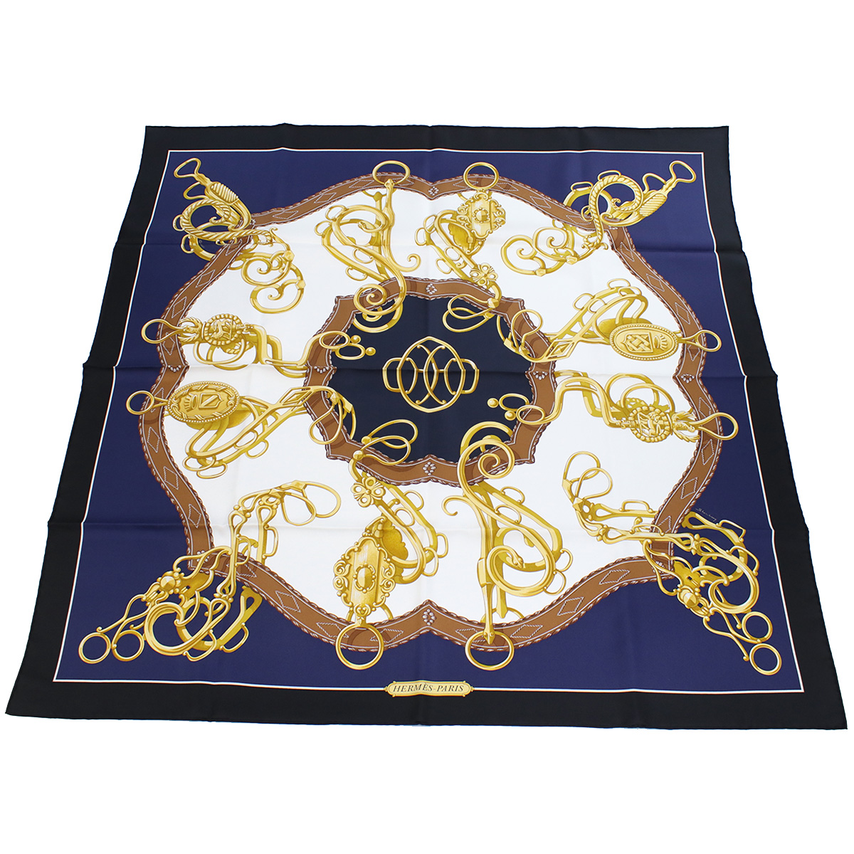 エルメス HERMES レディース-スカーフ ブランド カレCARRE TWILL 003777S 40 LIFT PROFILE RM-NOIR-MARINE-BLANCブラック マルチカラー accessory-01 - 画像 (3)