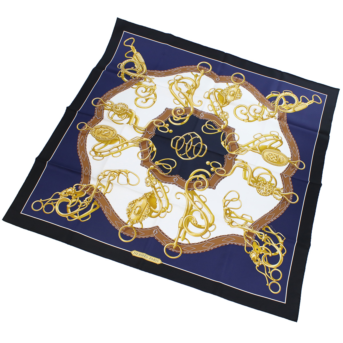 エルメス HERMES レディース-スカーフ ブランド カレCARRE TWILL 003777S 40 LIFT PROFILE RM-NOIR-MARINE-BLANCブラック マルチカラー accessory-01 - 画像 (4)