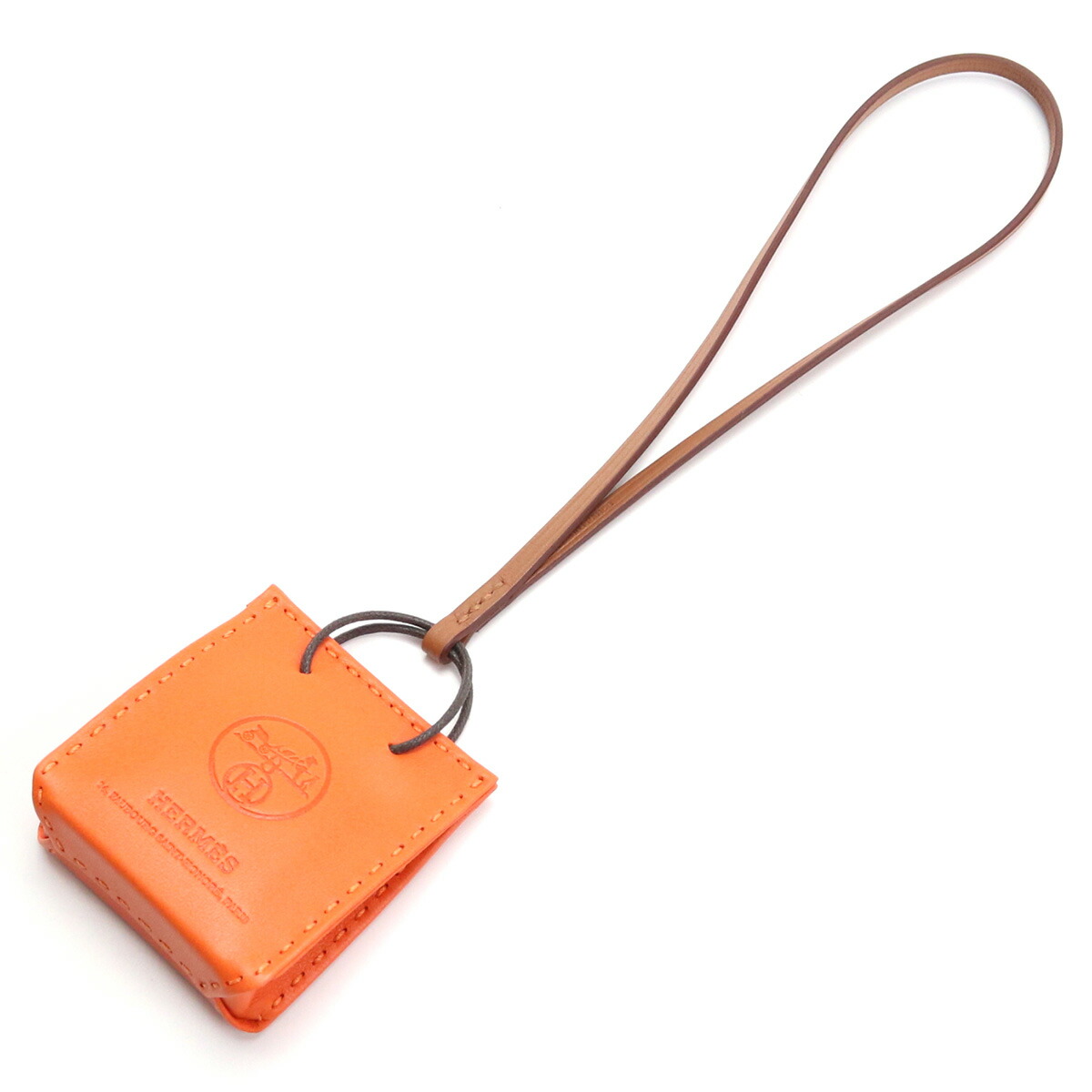 エルメス HERMES バッグチャームサックオランジュ アニューミロ FEU ORANGE/GOLDオレンジ系 bos-46 accessory-01 gsw-5