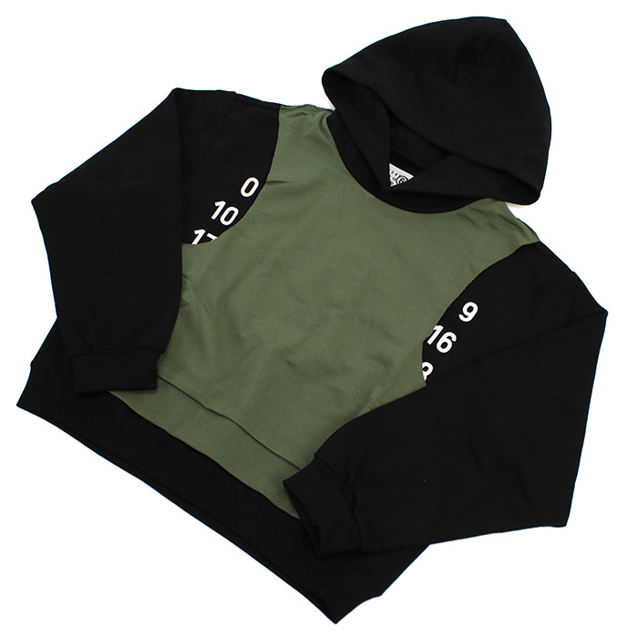 エムエムシックス MM6 キッズ パーカー ブランドM60680 MM02X M6C21カーキ ブラック apparel-01 kb-01