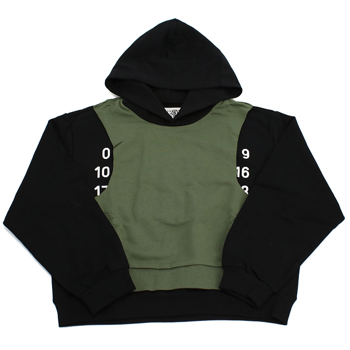 エムエムシックス MM6 キッズ パーカー ブランドM60680 MM02X M6C21カーキ ブラック apparel-01 kb-01 - 画像 (2)