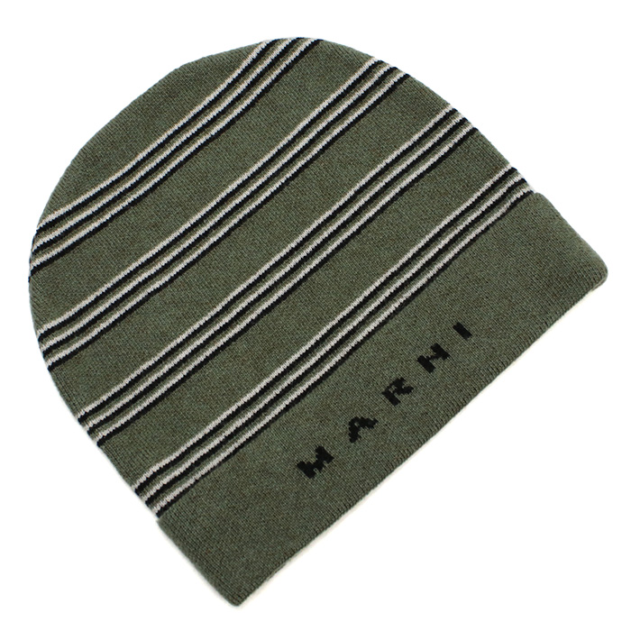 マルニ MARNI キッズ ボーダー ロゴ ニット帽 M01238 M00SZ 0M540 カーキ kb-01 wot-01 - 画像 (3)
