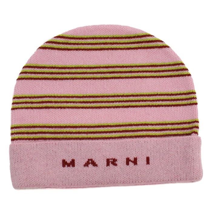 マルニ MARNI キッズ ボーダー ロゴ ニット帽M01238 M00SZ 0M345ピンク系 kb-01 - 画像 (2)