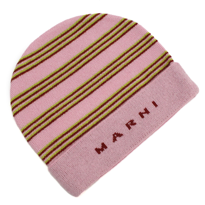 マルニ MARNI キッズ ボーダー ロゴ ニット帽M01238 M00SZ 0M345ピンク系 kb-01 - 画像 (3)