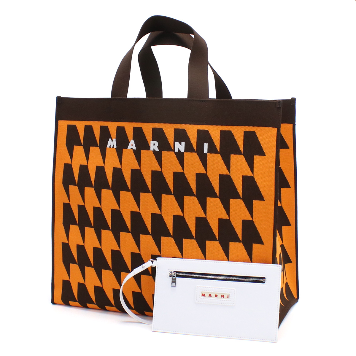 マルニ MARNI ブランド トートバッグ ショッピングバッグ 大容量SHMP0073A1 P4556 Z2L37オレンジ系 ブラウン系 bag-01 - 画像 (4)
