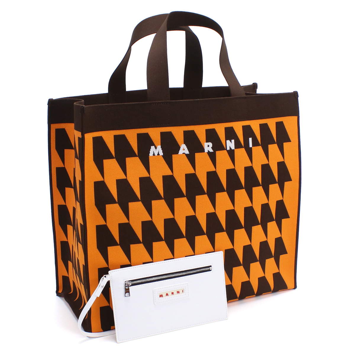 マルニ MARNI ブランド トートバッグ ショッピングバッグ 大容量SHMP0073A1 P4556 Z2L37オレンジ系 ブラウン系 bag-01 - 画像 (5)