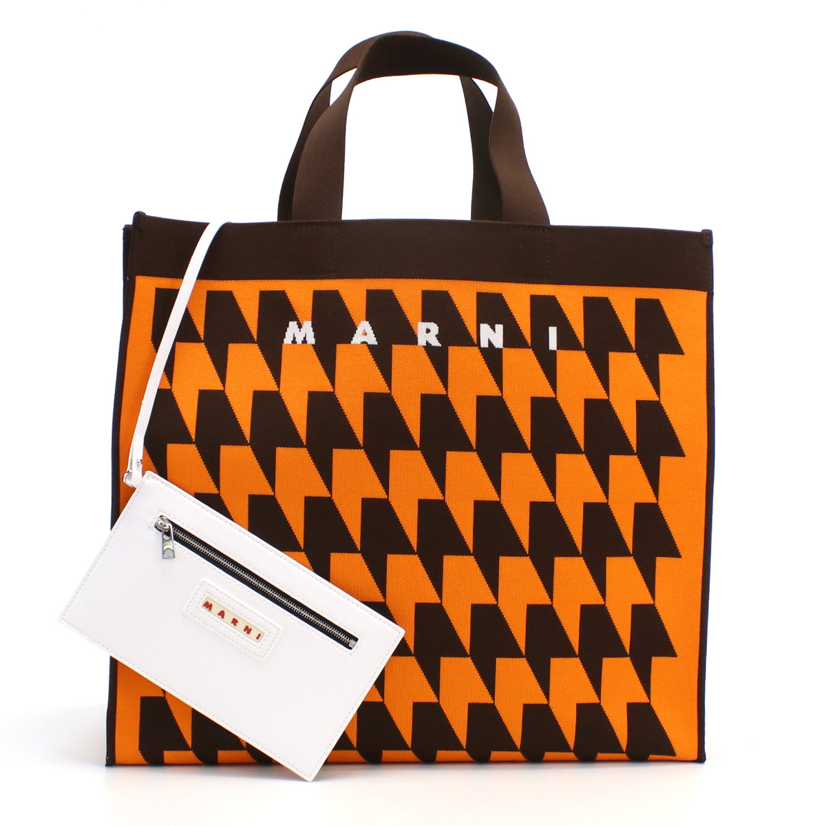 マルニ MARNI ブランド トートバッグ ショッピングバッグ 大容量SHMP0073A1 P4556 Z2L37オレンジ系 ブラウン系 bag-01 - 画像 (6)