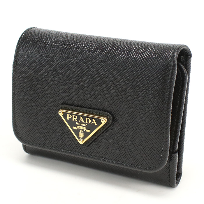 プラダ PRADA 三つ折り財布 小銭入付き トライアングルロゴ サフィアーノ1MH044 QHH F0002 NERO ブラック walle-01 mini-01 - 画像 (3)