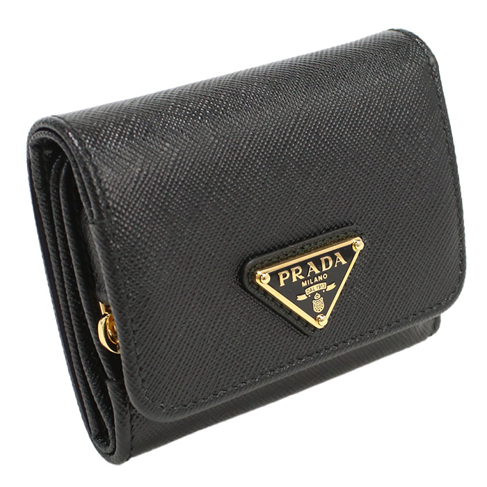 プラダ PRADA 三つ折り財布 小銭入付き トライアングルロゴ サフィアーノ1MH044 QHH F0002 NERO ブラック walle-01 mini-01 - 画像 (4)