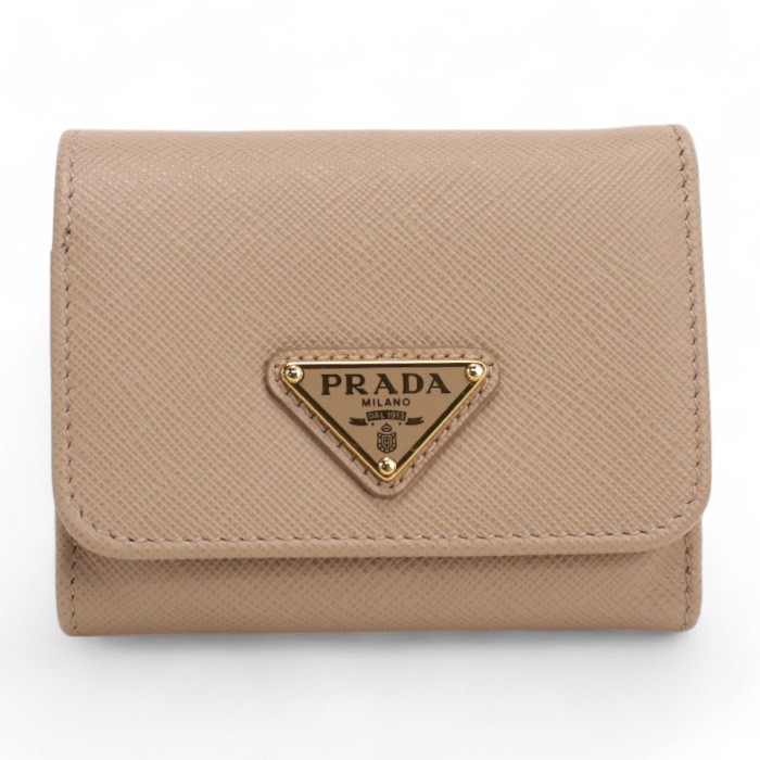 プラダ PRADA 三つ折り財布 小銭入付き トライアングルロゴ サフィアーノ1MH044 QHH F0236CIPR ベージュ系 wallet-01 mini-01 - 画像 (2)