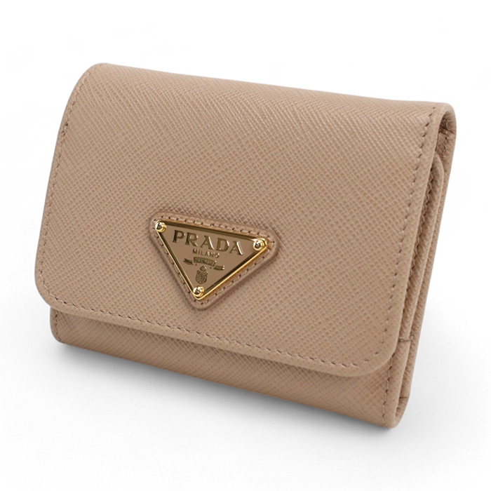 プラダ PRADA 三つ折り財布 小銭入付き トライアングルロゴ サフィアーノ1MH044 QHH F0236CIPR ベージュ系 wallet-01 mini-01 - 画像 (3)