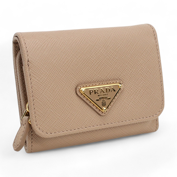 プラダ PRADA 三つ折り財布 小銭入付き トライアングルロゴ サフィアーノ1MH044 QHH F0236CIPR ベージュ系 wallet-01 mini-01 - 画像 (4)