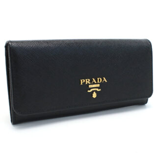 プラダ PRADA 財布 二つ折り 長財布 小銭入れ付き 1MH132 QWA F0002 NERO ブラック 【財布 サフィアーノ メタル】