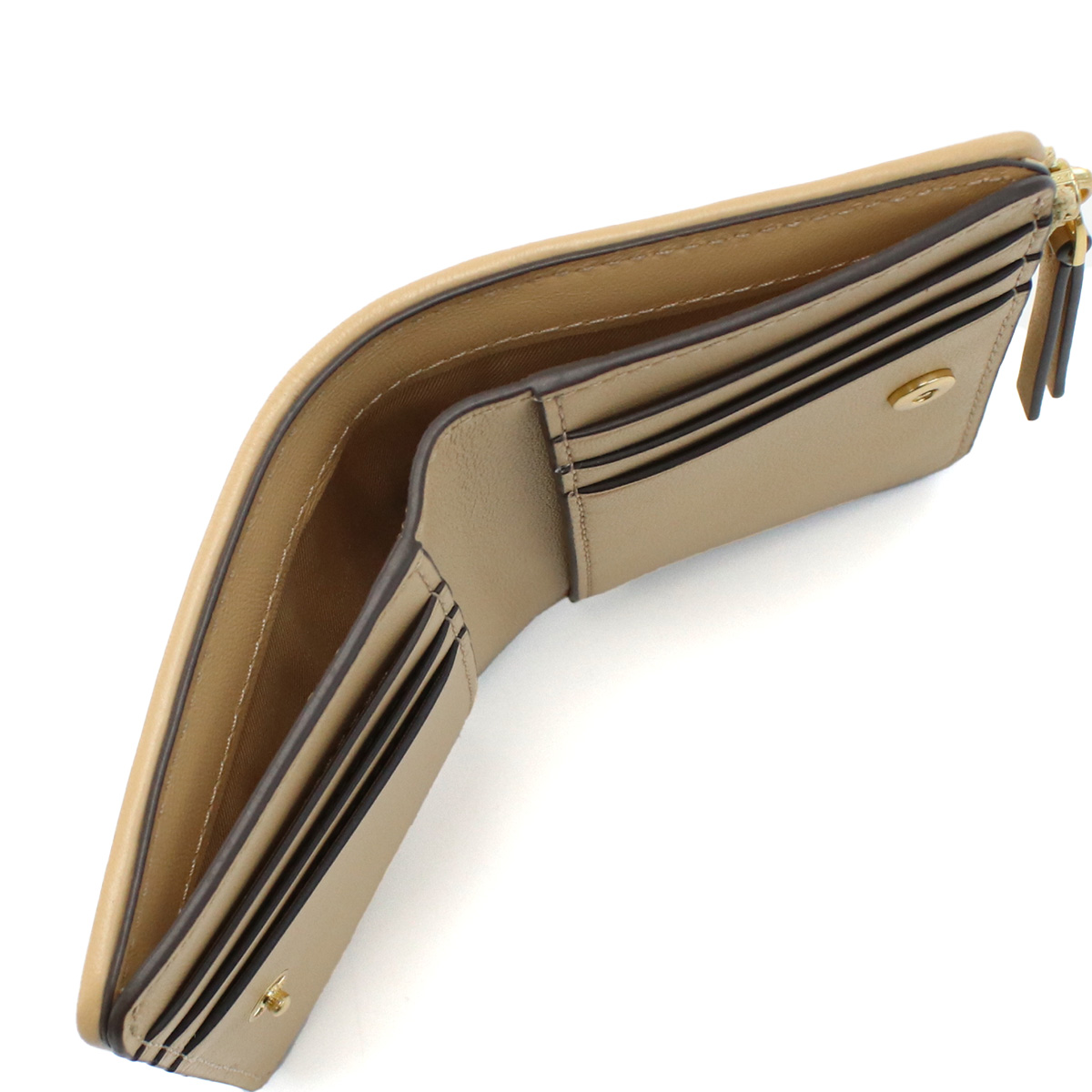 トリーバーチ TORY BURCH KIRA 二折財布小銭入付き ブランド 153121 250DESERT DUNE ベージュ系 wallet01 mini-01 - 画像 (9)