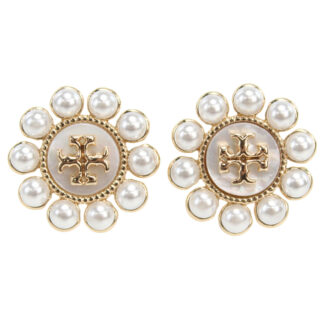 トリーバーチ TORY BURCH KIRA ピアス　ブランド　キラ153674　700TORY GOLD-CREAM ホワイト系　accessory-01