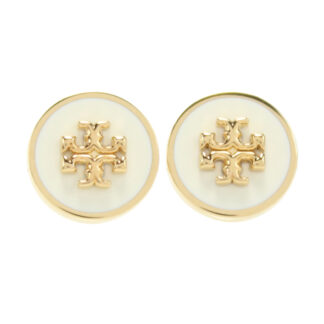 トリーバーチ TORY BURCH  ピアス　レディース  キラ エナメル サークルスタッズ90547　700TORY GOLD ホワイト系　accessory-01